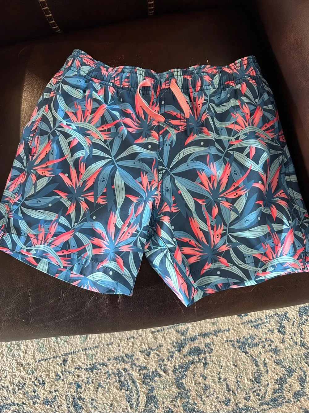 Youth Southern Tide Tropical Print Swim Trunks